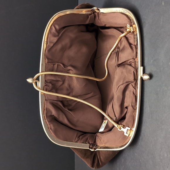 VGT,Brown Velvet Clutch/Purse Made In Hong Kong. - Picture 5 of 7